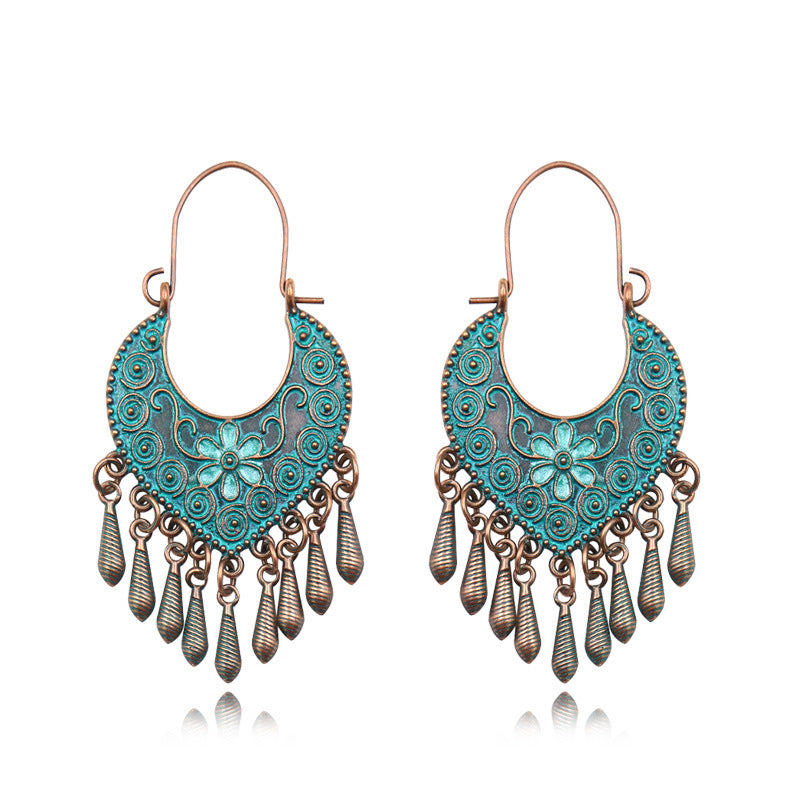 Vintage Geometric Gemstone Earrings Ladies