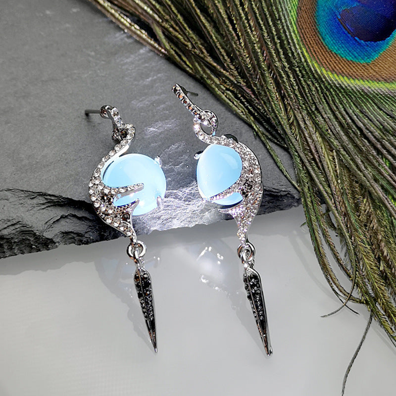 Luxury Peacock Feather Earrings for Ladies