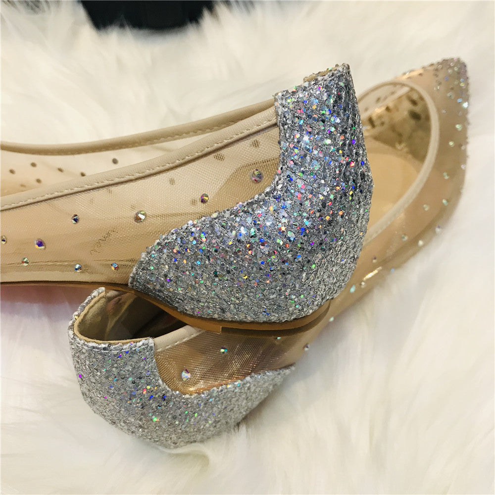 Women’s Pointed Toe Crystal Mesh High Heels – Party & Wedding Shoes