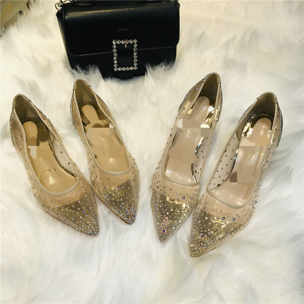 Women’s Pointed Toe Crystal Mesh High Heels – Party & Wedding Shoes