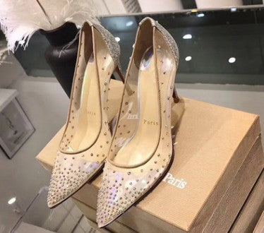 Women’s Pointed Toe Crystal Mesh High Heels – Party & Wedding Shoes