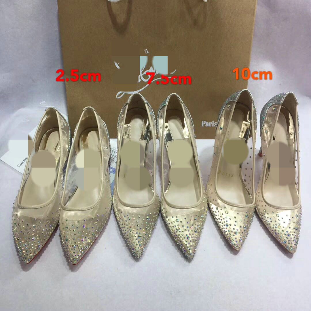 Women’s Pointed Toe Crystal Mesh High Heels – Party & Wedding Shoes