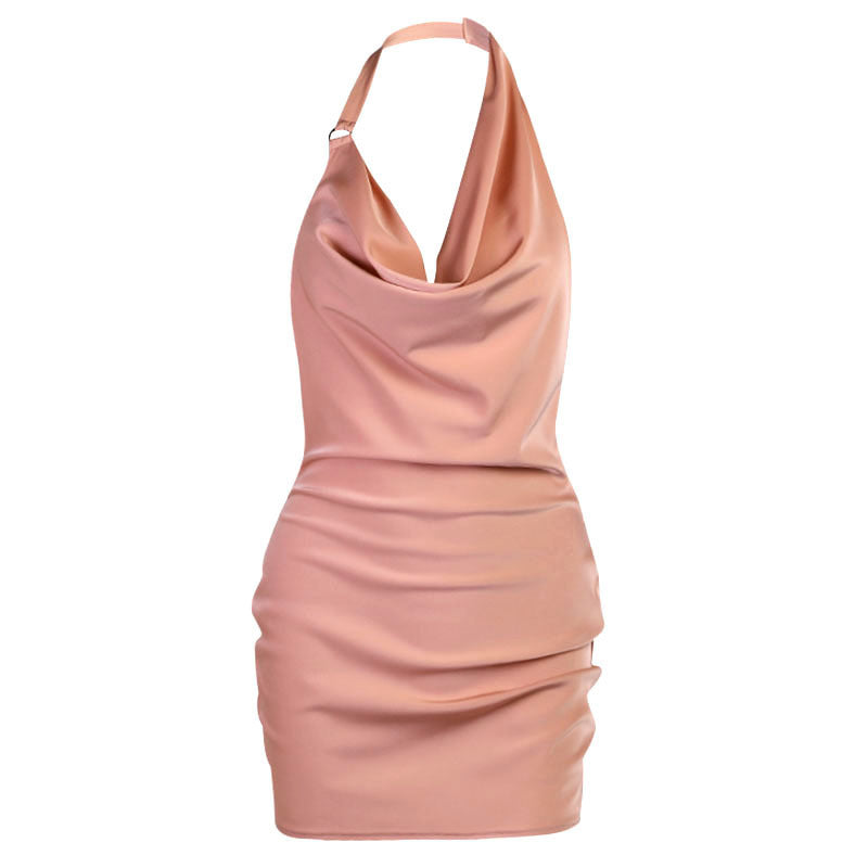 Satin V Neck Mini Party Dress
