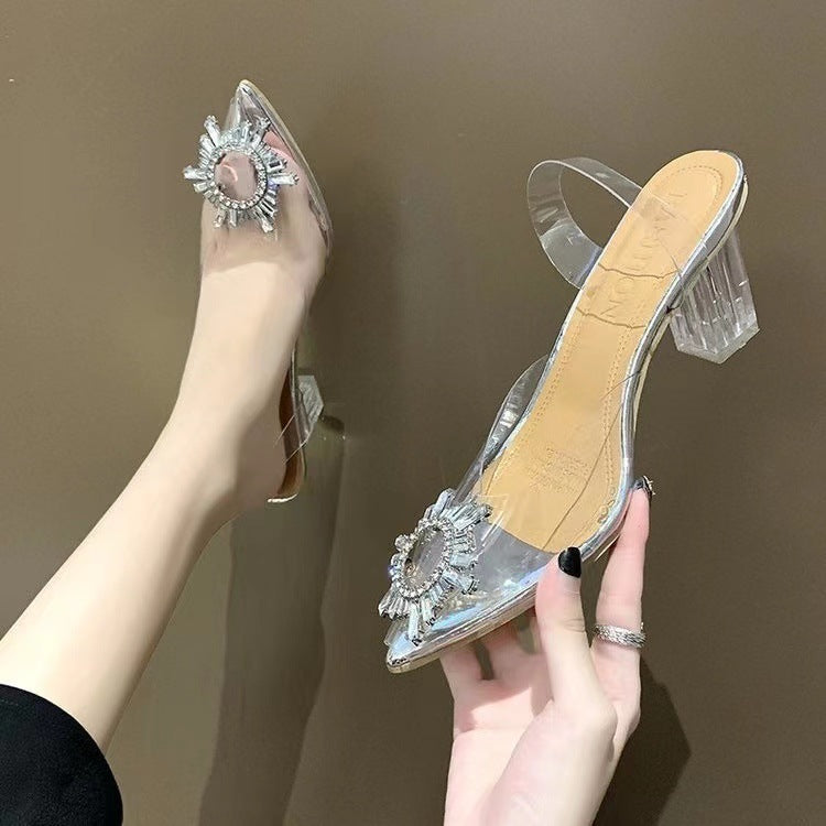 Luxury Pointed Toe Rhinestone High Heels for Women